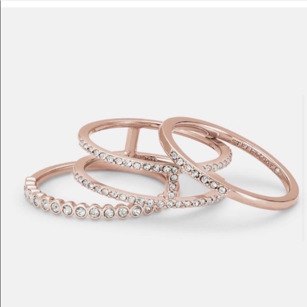 Stella & Dot | ROSEGOLD & Pavé Crystal Set of 3 Imperial Stacking Rings - Picture 7 of 8